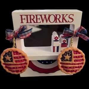 USA Cherry Pie Patriotic Flag Themed Earrings
